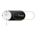 Modern Wall Clock Black Gold &amp; White With Letters 8176-S