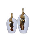Modern White Vase With Hand Crafted Gold Foiling J0079