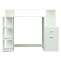 Modern White office Desk With Cabinet &amp; Shelves 002-10