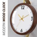 Woodem Wall Clock With Gold Deer