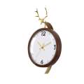 Woodem Wall Clock With Gold Deer