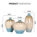 Set of 3 Ceramic Vases Driping Paint Pattern Finish B-103