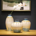 Set of 3 Ceramic Vases Driping Paint Pattern Finish B-103