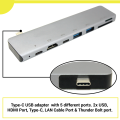 USB Type C 7-in-1 Adapter with 3 USB 3.0 Ports, SD&amp;MicroSD Card Slots, HDMI Port and USB PD P...