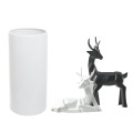 White Ceramic  Cylinder Vase &amp; Deer Set  50000561