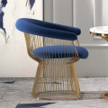 Modern Italian Style Chair Soft Royal Blue &amp; Gold Y-19B