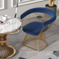Modern Italian Style Chair Soft Royal Blue &amp; Gold Y-19B
