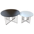 Modern Set of 2 Coffee Tables Black &amp; White Z-014