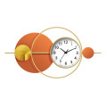 Modern White &amp; Orange Wall Clock With Gold Finish 9129B
