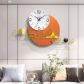 Modern White &amp; orange Wall Clock With Gold Finish No Light 8183A