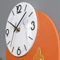 Modern White &amp; orange Wall Clock With Gold Finish No Light 8183A