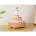 WOODEN MUSICAL BOX WITH DANCING ANGEL ON THE CAKE