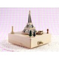 WOODEN MUSICAL BOX ICONIC EIFFEL TOWER WITH MOVING MAGNETIC CAR