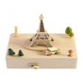 WOODEN MUSICAL BOX ICONIC EIFFEL TOWER WITH MOVING MAGNETIC CAR