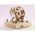 WOODEN MUSICAL BOX FERRIES WHEEL WITH SWINGING CABINS