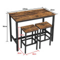 Large Bar Table with 2 Stools Dining Kitchen Counter