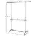 DOUBLE CLOTHING RACK WITH EXTENTION TOP RAIL AND WHEELS