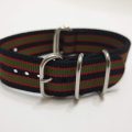 20mm Nato Watch Strap 5-Ring Black/Red/Khaki (Vintage Bond)