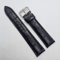 24mm Leather Watch Strap Black (Black Stitches)