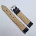 16mm Crocodile Pattern PU Leather Strap Black (Black Stitches)