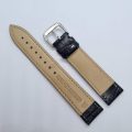 20mm Crocodile Pattern PU Leather Strap Black (White Stitches)