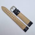 16mm Crocodile Pattern PU Leather Strap Black (White Stitches)