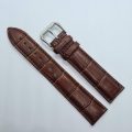 22mm Crocodile Pattern PU Leather Strap Brown (Brown Stitches)