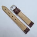 16mm Crocodile Pattern PU Leather Strap Brown (Brown Stitches)