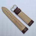 24mm Crocodile Pattern PU Leather Strap Brown (Brown Stitches)