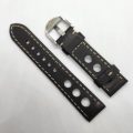 22mm Racing Leather Watch Strap Black