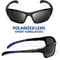 Polarized Sports Sunglasses Mens Cycling Running Golf Fishing Volleyball Tennis Anti-UV (Black/Blue)