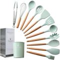 Cooking Utensil Set 11 Piece with Holder - Green