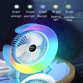 Colorful desktop small fan with LED light, USB charging - Blue