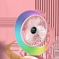 Portable Air Conditioner Desktop Colorful Fan with LED and Mini USB Charge - Pink