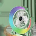 Portable Air Conditioner Desktop Colorful Fan with LED and Mini USB Charge - Green
