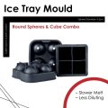 Kitchen Kult Round Sphere & Giant Cube Ice Tray Mould Combo - 2 Pack