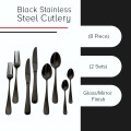 Kitchen Kult 8 Piece Stainless Steel Cutlery Set - Black