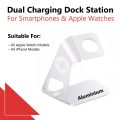 Zonabel Dual Aluminium Charging Dock Station for Smartphones &amp; Apple Watch - White