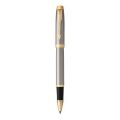 Parker IM Fine Nib Rollerball Pen (Brushed Metal with Gold Trim)(Black Ink) - Presented in a Gift Bo