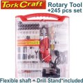 Tork Craft Rotary Tool Accessory Set With Stand And Flex Shaft (245 Pieces)