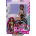 Barbie Fashionistas Doll with Wheelchair - Colourful Striped Dress (Brunette Hair)(No.166)