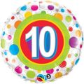 Age 10 Colourful Dots Round Foil Balloon (46 cm)