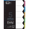 Croxley JD1477 A4 Unprinted Pastel Board File Dividers - 5 Divisions (160gsm)(Pastel Colours)