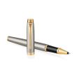 Parker IM Fine Nib Rollerball Pen (Brushed Metal with Gold Trim)(Black Ink) - Presented in a Gift Bo