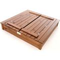 Just For Kids - The Original 4 Seater Folding Bench Sandpit (1.2 x 1.2 Metres | Oak Varnish)
