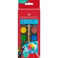Watercolour paint set of 12 - 24mm tablet diameter with brush