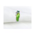 S925 Sterling Silver Leaf Ring Enamel Painted - Size 8