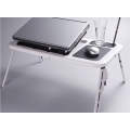 Foldable E-Table Portable Laptop Table Stand with 2-USB Cooling Fans for Bed or Couch