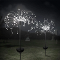 Solar Waterproof LED Firework lights Starburst Lights Garden Stake 2 Piece - White