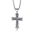Luxury Embossed Cross Pendant Necklace in Stainless Steel ideal Gift